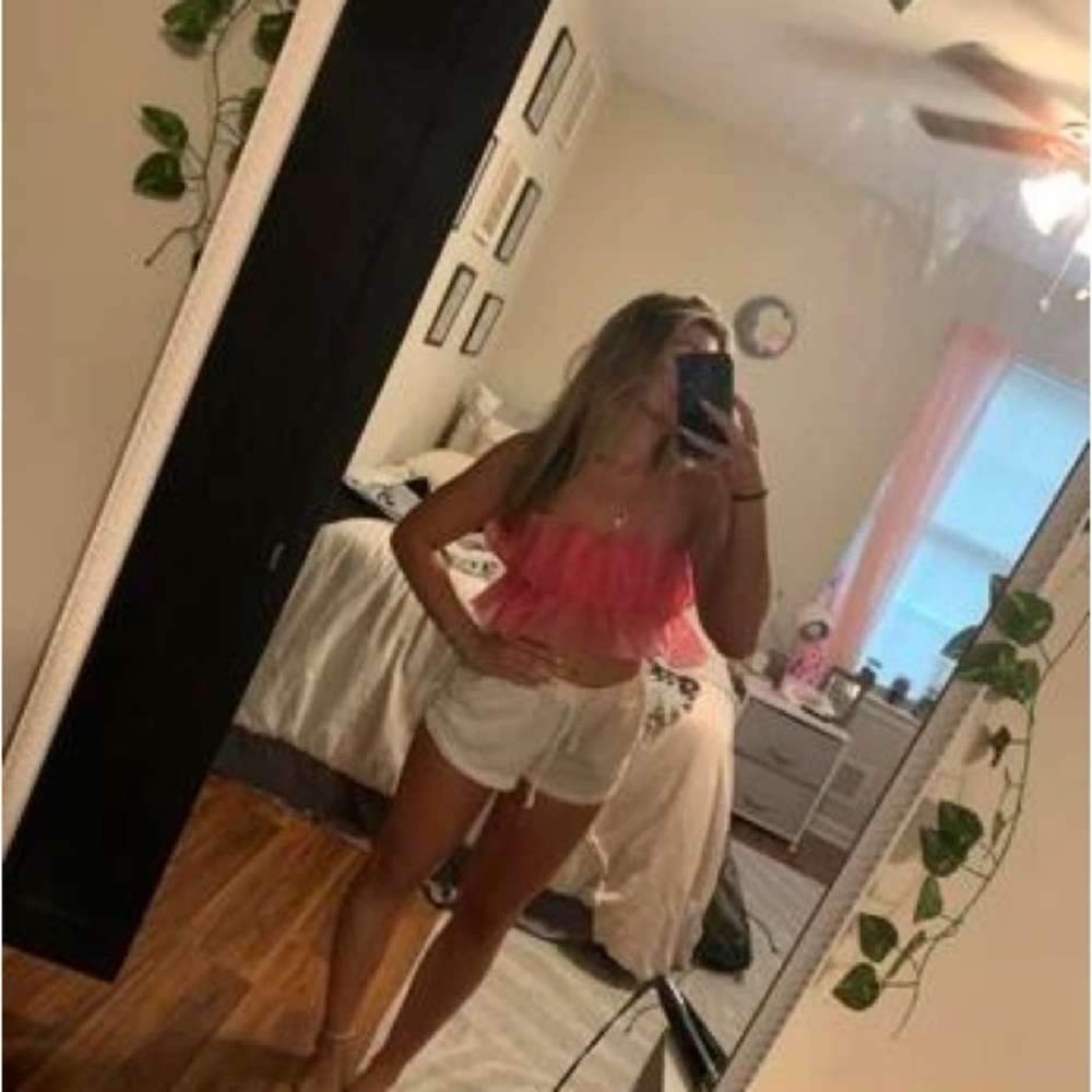 Pink ruffle top